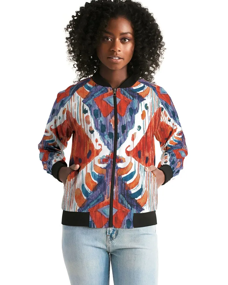 Red Crush Ikat Women's Bomber Jacket