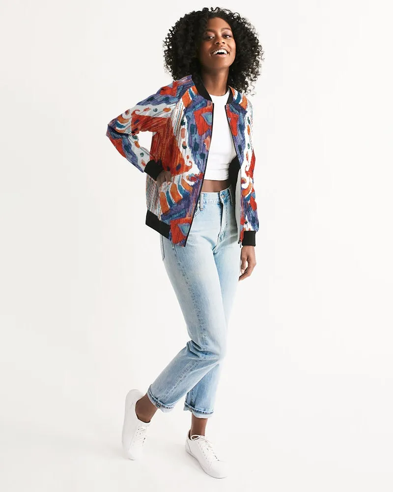 Red Crush Ikat Women's Bomber Jacket