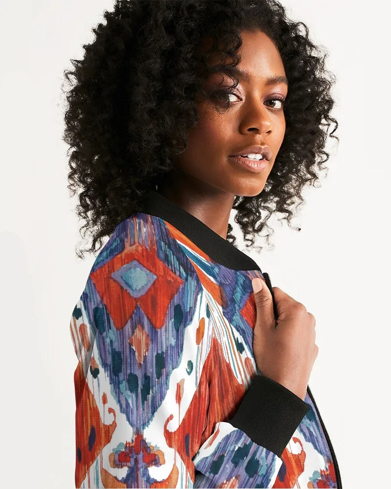 Red Crush Ikat Women's Bomber Jacket