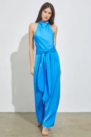 River Blue High Neck Front Tie Jumpsuit