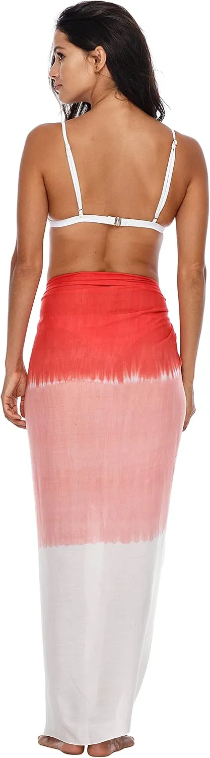 SHU-SHI Sarong Wraps For Women Beach Cover Up Skirt Swimsuit Wrap Pareo Coverups Ombre Tie Dye