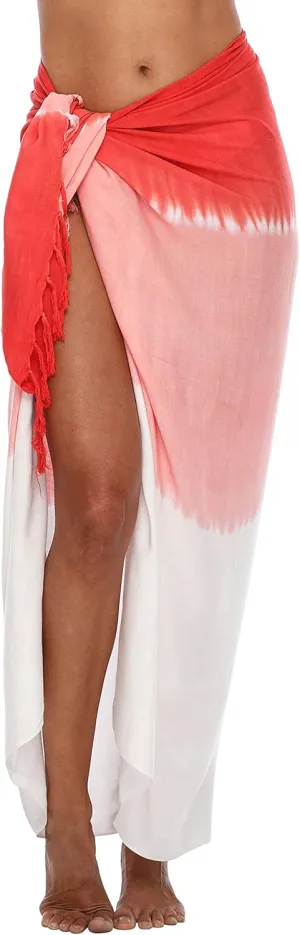 SHU-SHI Sarong Wraps For Women Beach Cover Up Skirt Swimsuit Wrap Pareo Coverups Ombre Tie Dye