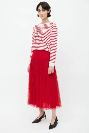 SS 2017 Red Pleated Tulle Skirt