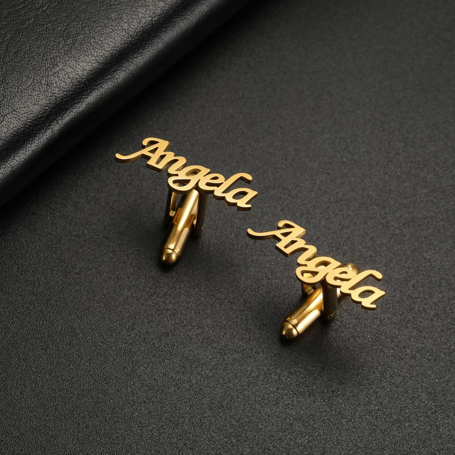 TEAMER Personalized Cufflinks Stainless Steel Custom Engraved Name Cufflinks for Men Suits Business Shirt for Dad Husband