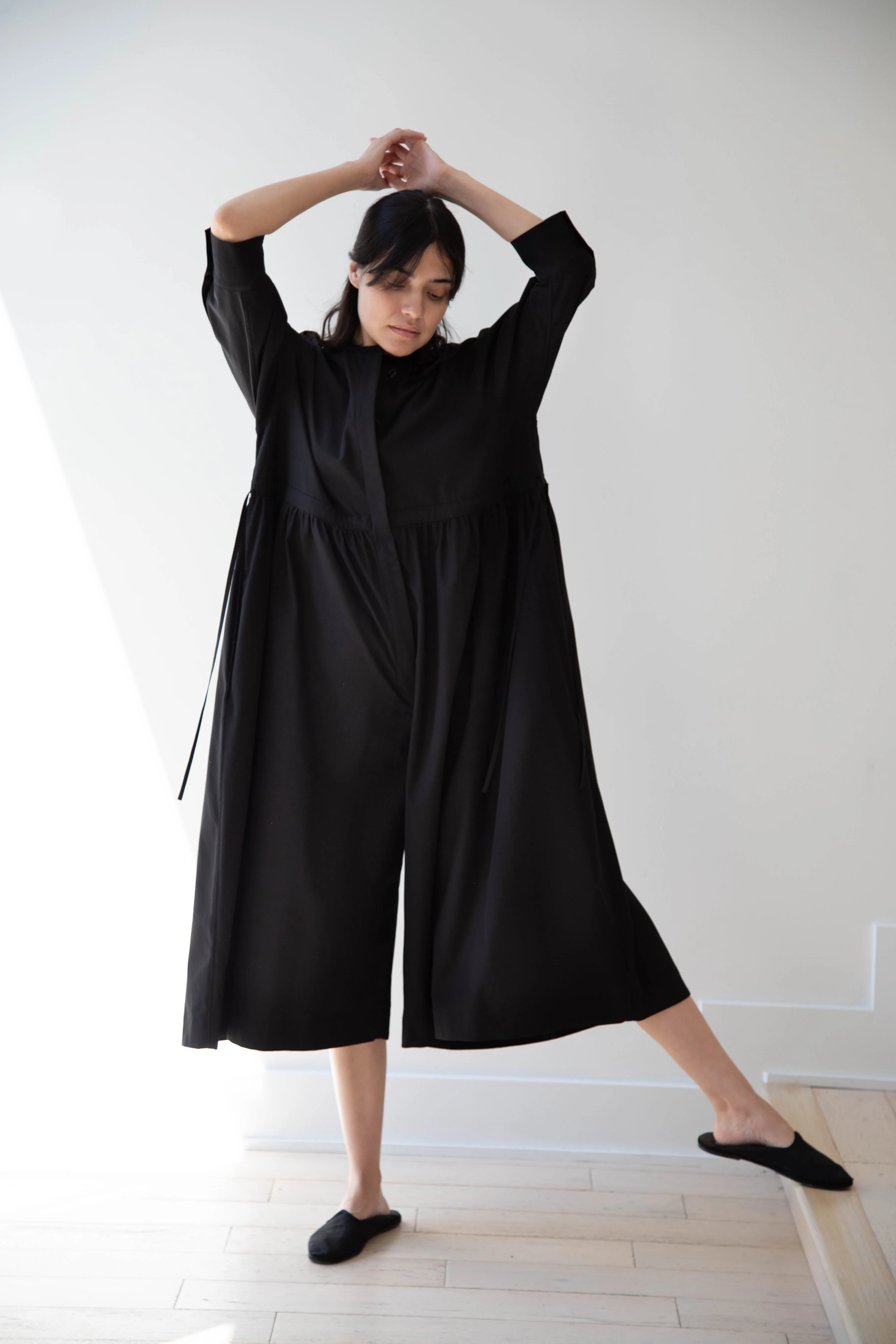 Tenne Handcrafted Modern | Waist String Jumpsuit In Black