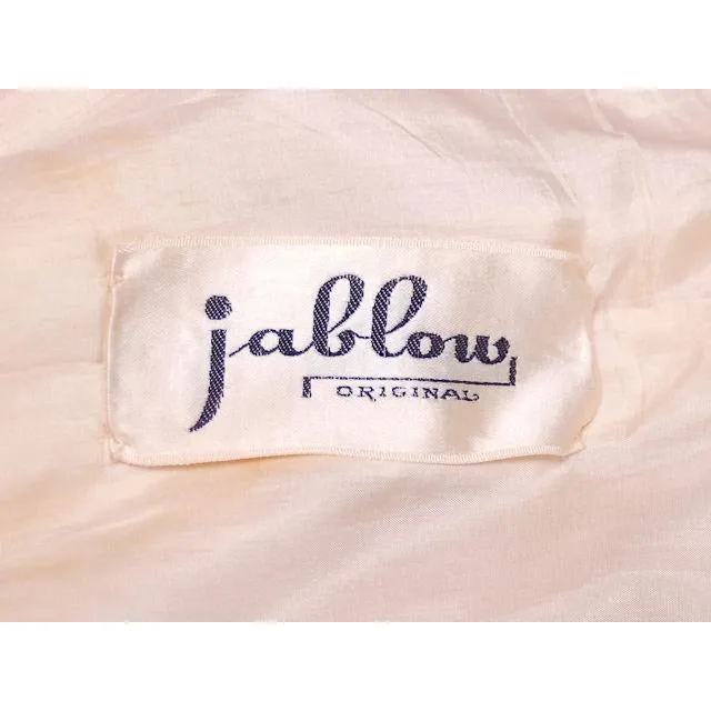 Vintage Suit Ivory Wool /Charcoal Trim Jablow 1950 Costume Damaged