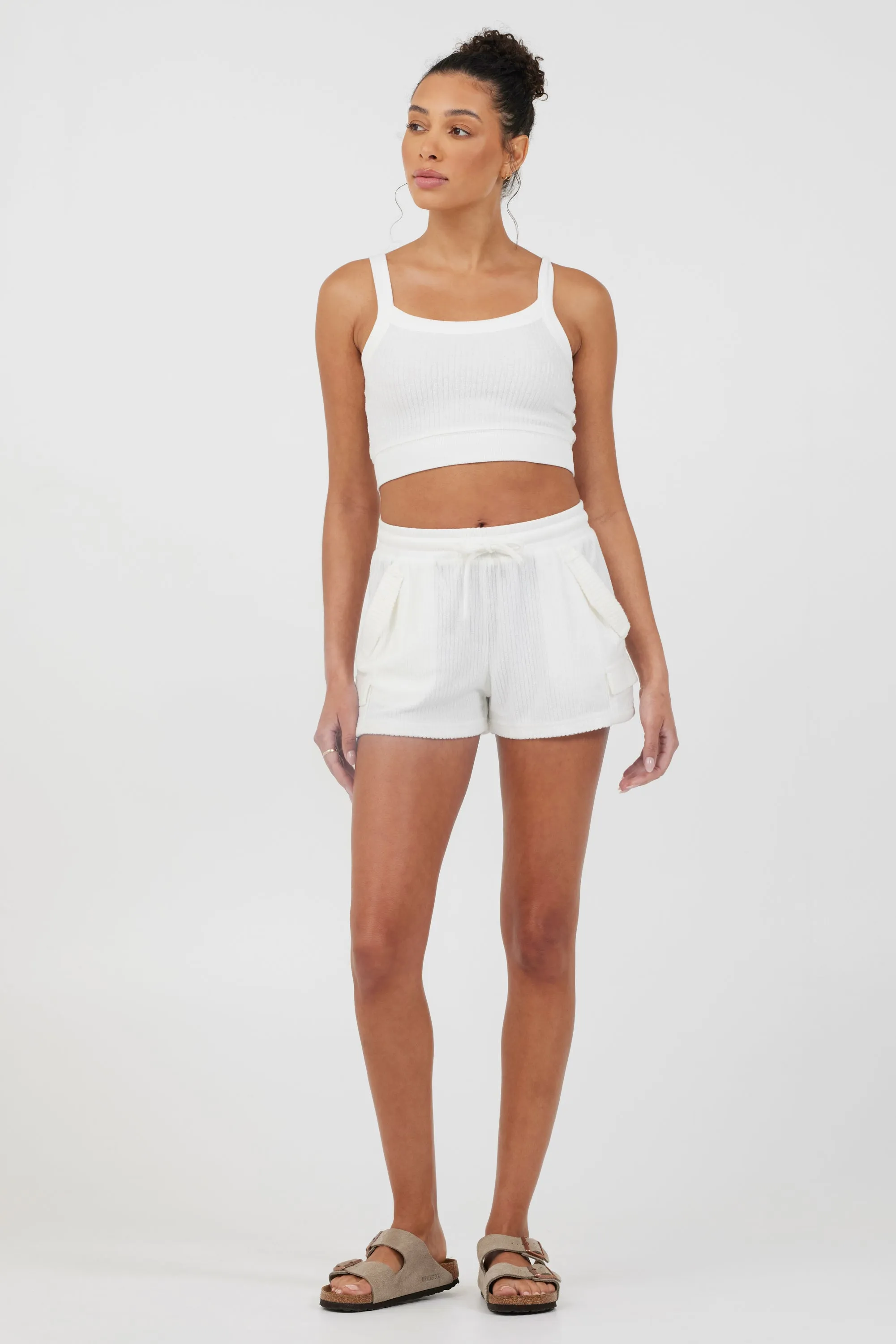 White Cord Terry Shorts