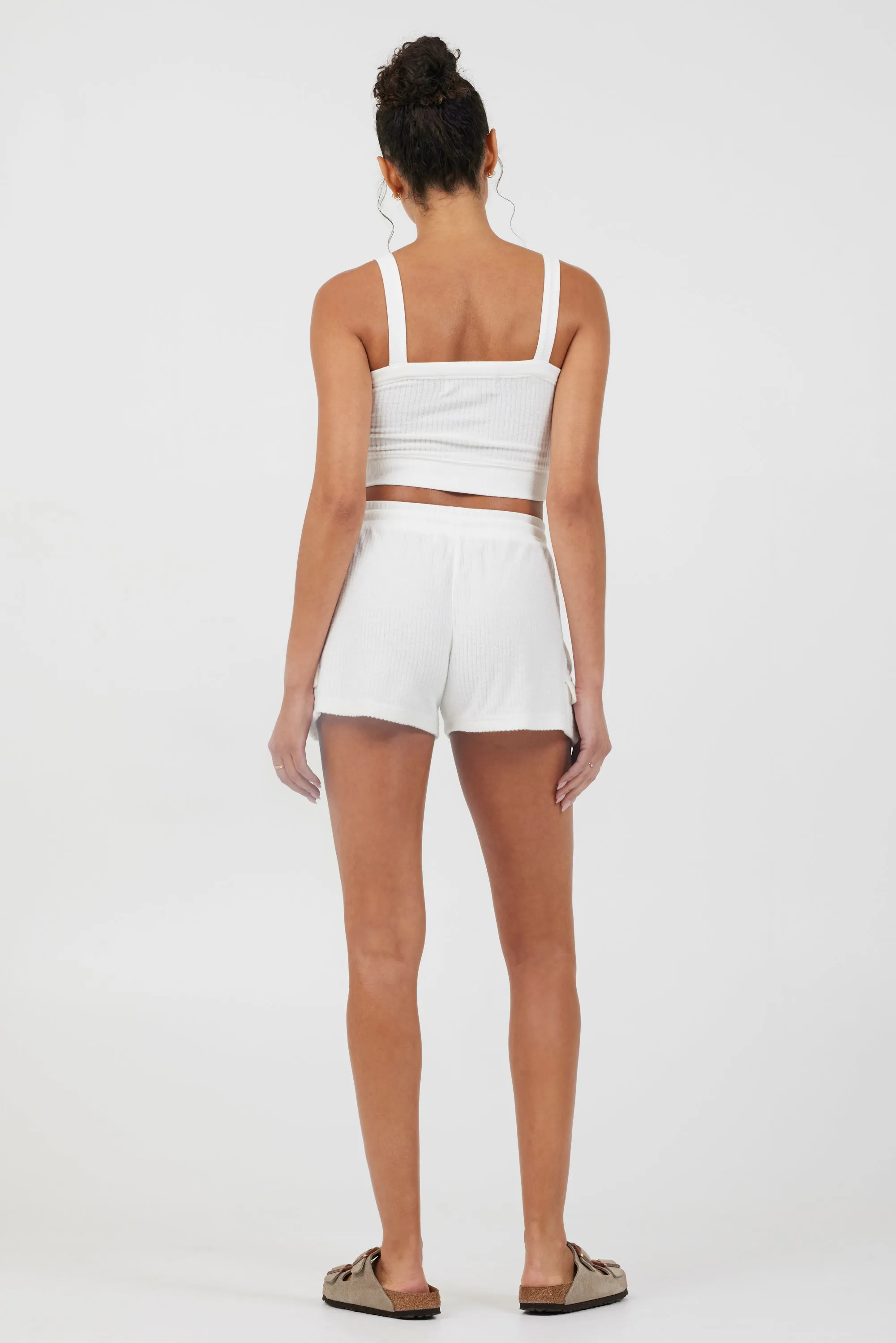 White Cord Terry Shorts