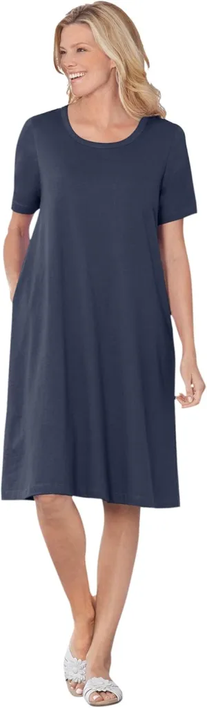 Woman Within Plus Size Perfect Short-Sleeve Crewneck Tee Dress