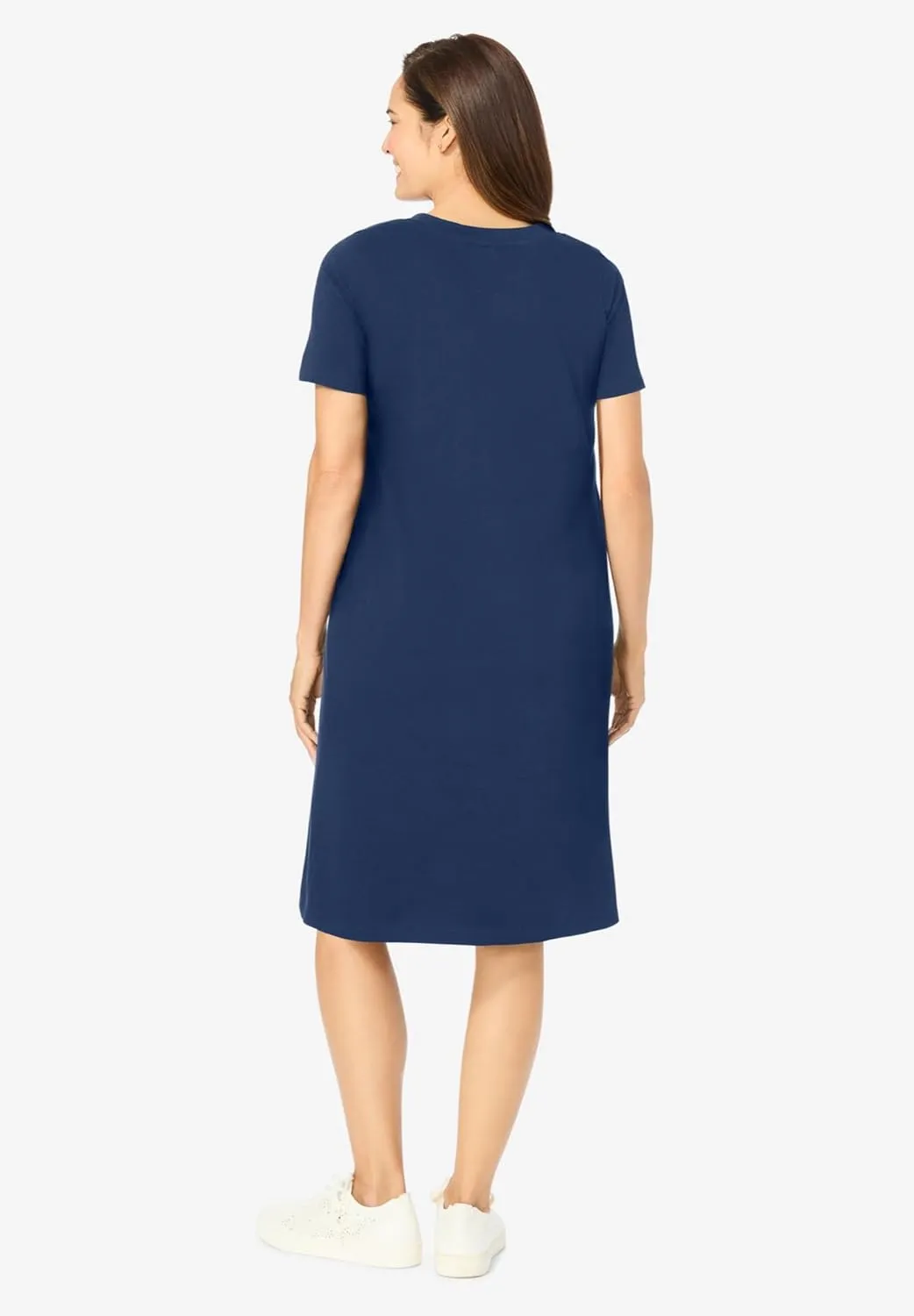 Woman Within Plus Size Perfect Short-Sleeve Crewneck Tee Dress