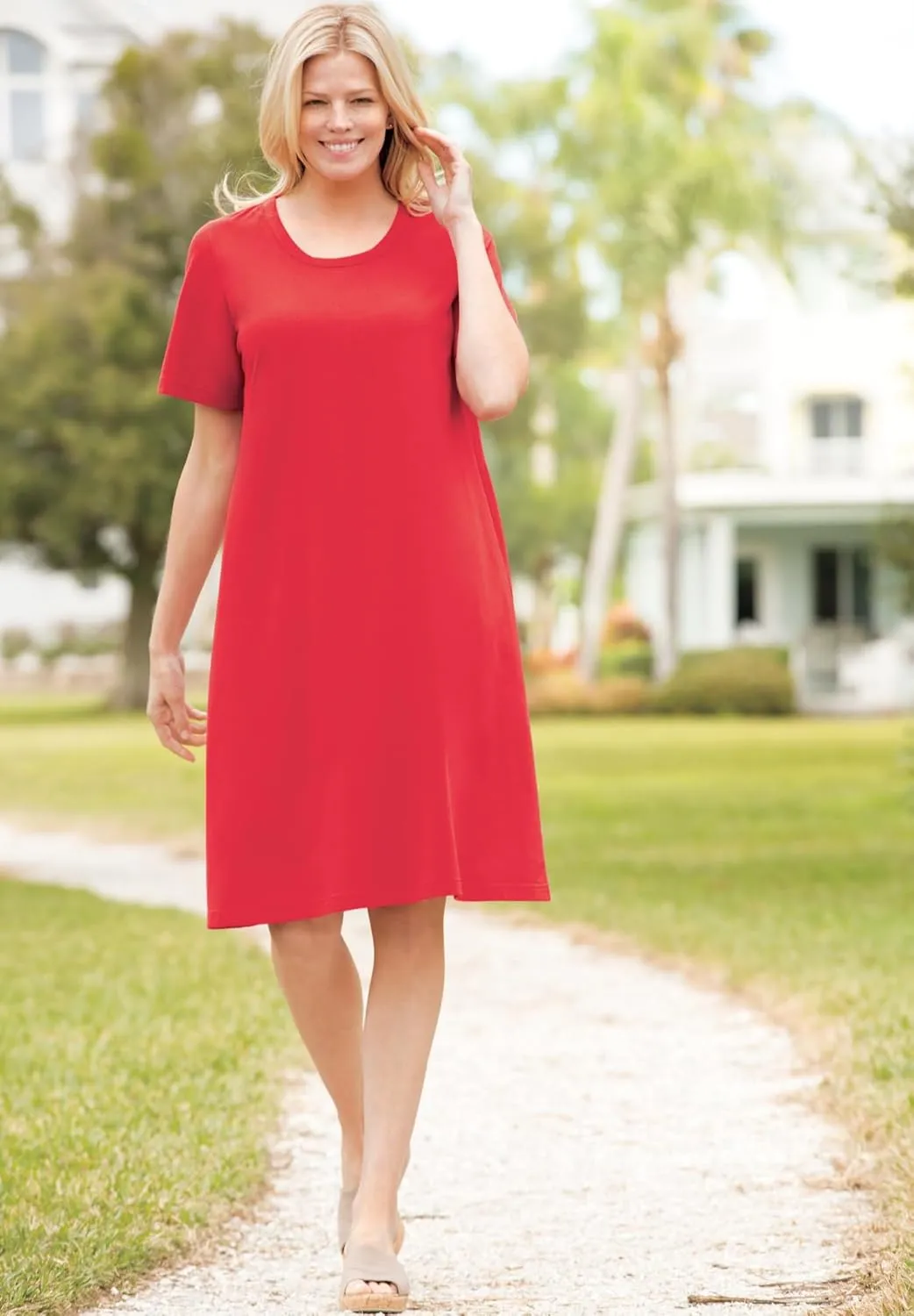 Woman Within Plus Size Perfect Short-Sleeve Crewneck Tee Dress
