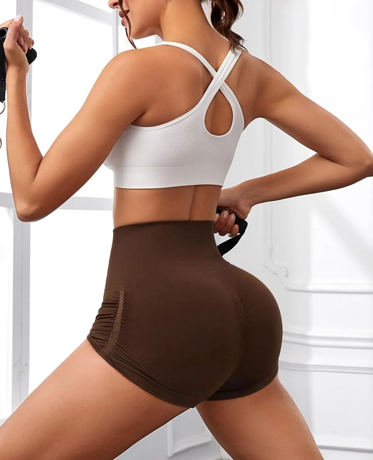 Women Seamless Yoga Leggings Cycling Shorts ??Scrunch Butt Lifting High Waisted Workout Shorts Shorts for Women Gym