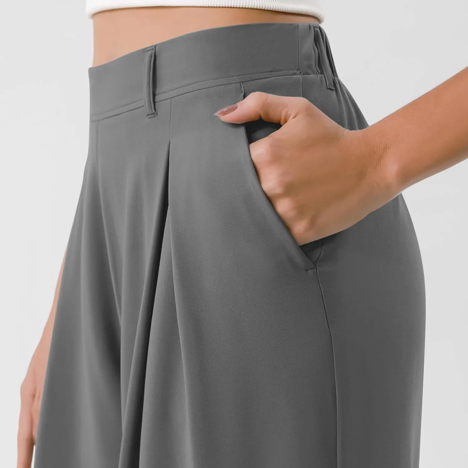 Women's Fashion Draped High-Waisted Wide Leg Peplum Casual Loose Long Dressy Loose Fit Pants