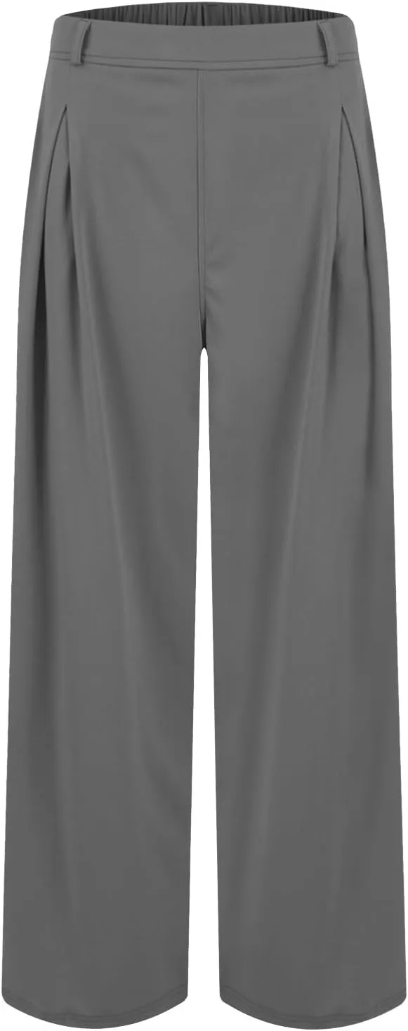 Women's Fashion Draped High-Waisted Wide Leg Peplum Casual Loose Long Dressy Loose Fit Pants