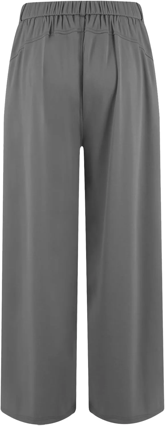 Women's Fashion Draped High-Waisted Wide Leg Peplum Casual Loose Long Dressy Loose Fit Pants