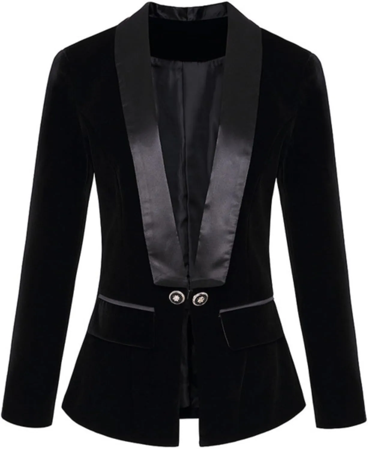 Women's Velvet Tuxedo Blazer - Tailored Slim Fit Shawl-Lapel for Gala/Wedding